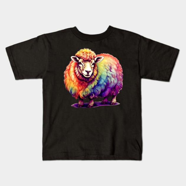 Rainbow Sheep Kids T-Shirt by Trip Tank